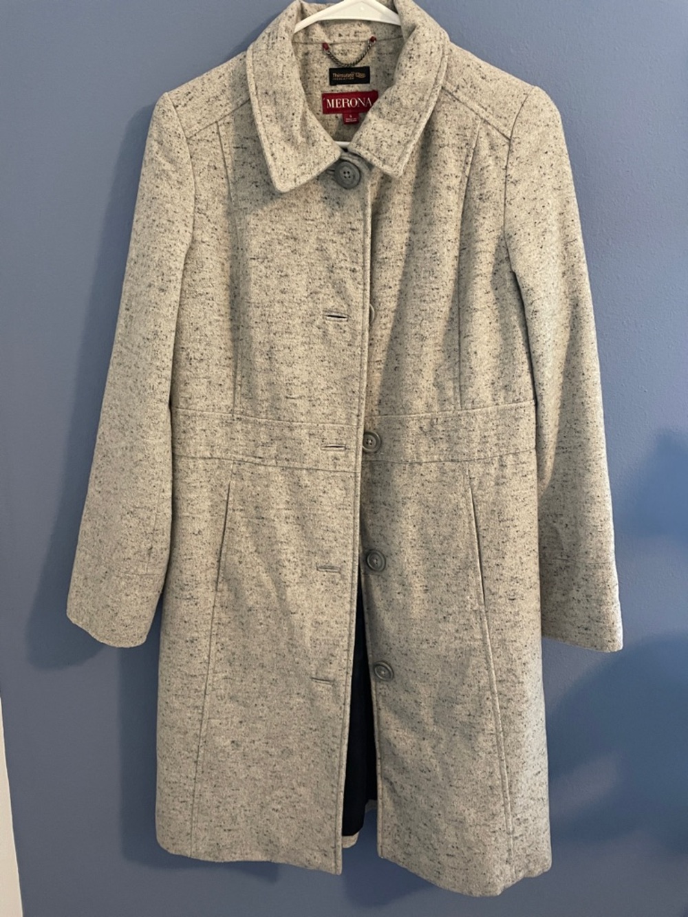 Merona Light Gray Speckled Wool-Blend Pea Coat